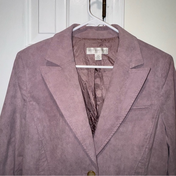 Petite Sophisticate corduroy lilac purple vintage single button blazer 12P - Picture 3 of 13